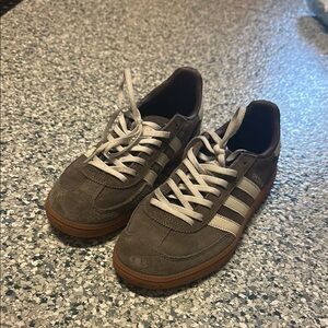 Adidas Gray and Brown Retro Sneakers with Suede Upper